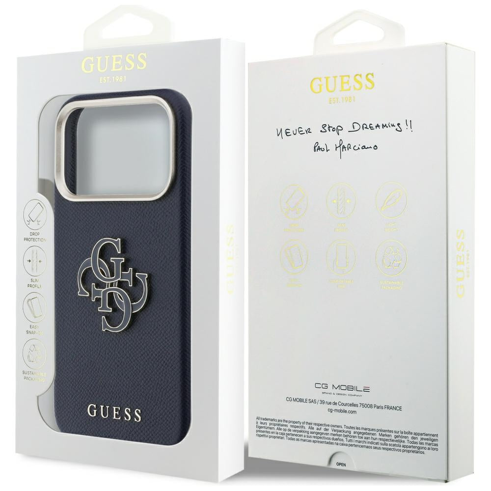 Guess FW Resin Logo dėklas iPhone 17 Pro - mėlynas -- iPhone 17 Pro