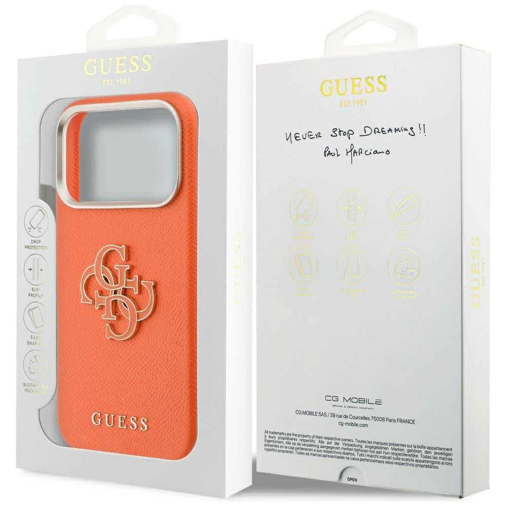 Guess FW Resin Logo dėklas iPhone 17 Pro - oranžinis -- iPhone 17 Pro
