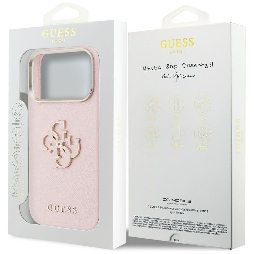 Guess FW Resin Logo dėklas iPhone 17 Pro - rožinis -- iPhone 17 Pro