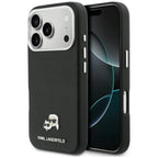 Karl Lagerfeld Karl & Choupette Head Pins Saffiano MagSafe dėklas iPhone 17 Pro Max - juodas -- iPhone 17 Pro Max