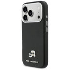 Karl Lagerfeld Karl & Choupette Head Pins Saffiano MagSafe dėklas iPhone 17 Pro Max - juodas -- iPhone 17 Pro Max