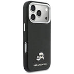 Karl Lagerfeld Karl & Choupette Head Pins Saffiano MagSafe dėklas iPhone 17 Pro Max - juodas -- iPhone 17 Pro Max