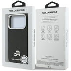 Karl Lagerfeld Karl & Choupette Head Pins Saffiano MagSafe dėklas iPhone 17 Pro Max - juodas -- iPhone 17 Pro Max