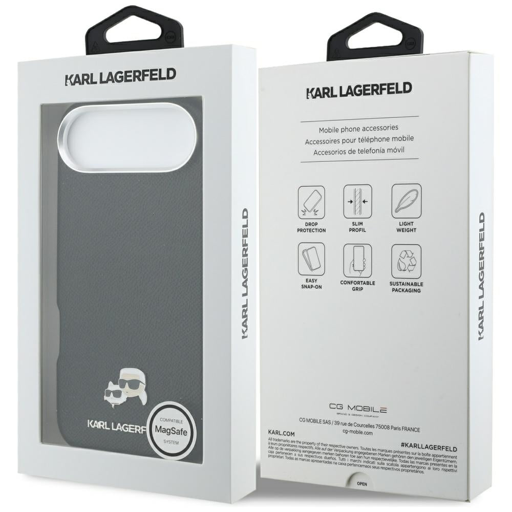 Karl Lagerfeld Karl & Choupette galvos kaiščiai Saffiano MagSafe iPhone Air dėklas - juodas -- Cell phone cases and covers