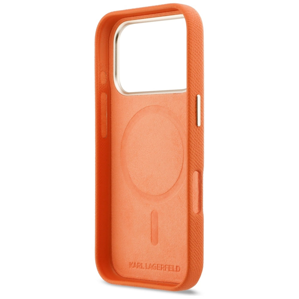 Karl Lagerfeld Karl Head Logo MagSafe dėklas iPhone 17 Pro - oranžinis -- iPhone 17 Pro