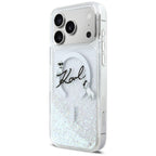 Karl Lagerfeld Liquid Glitter Karl Script Logo MagSafe dėklas iPhone 17 Pro Max - skaidrus -- iPhone 17 Pro Max