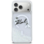 Karl Lagerfeld Liquid Glitter Karl Script Logo MagSafe dėklas iPhone 17 Pro Max - skaidrus -- iPhone 17 Pro Max