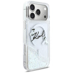 Karl Lagerfeld Liquid Glitter Karl Script Logo MagSafe dėklas iPhone 17 Pro Max - skaidrus -- iPhone 17 Pro Max