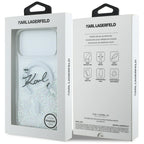 Karl Lagerfeld Liquid Glitter Karl Script Logo MagSafe dėklas iPhone 17 Pro Max - skaidrus -- iPhone 17 Pro Max