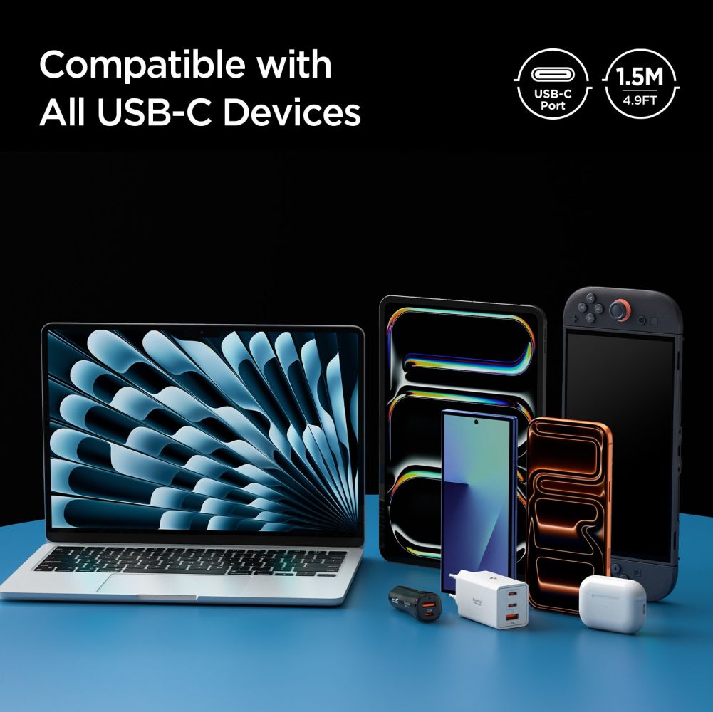 Spigen Essential Laidas EB24015CC USB-C / USB-C 240W 150cm - juodas