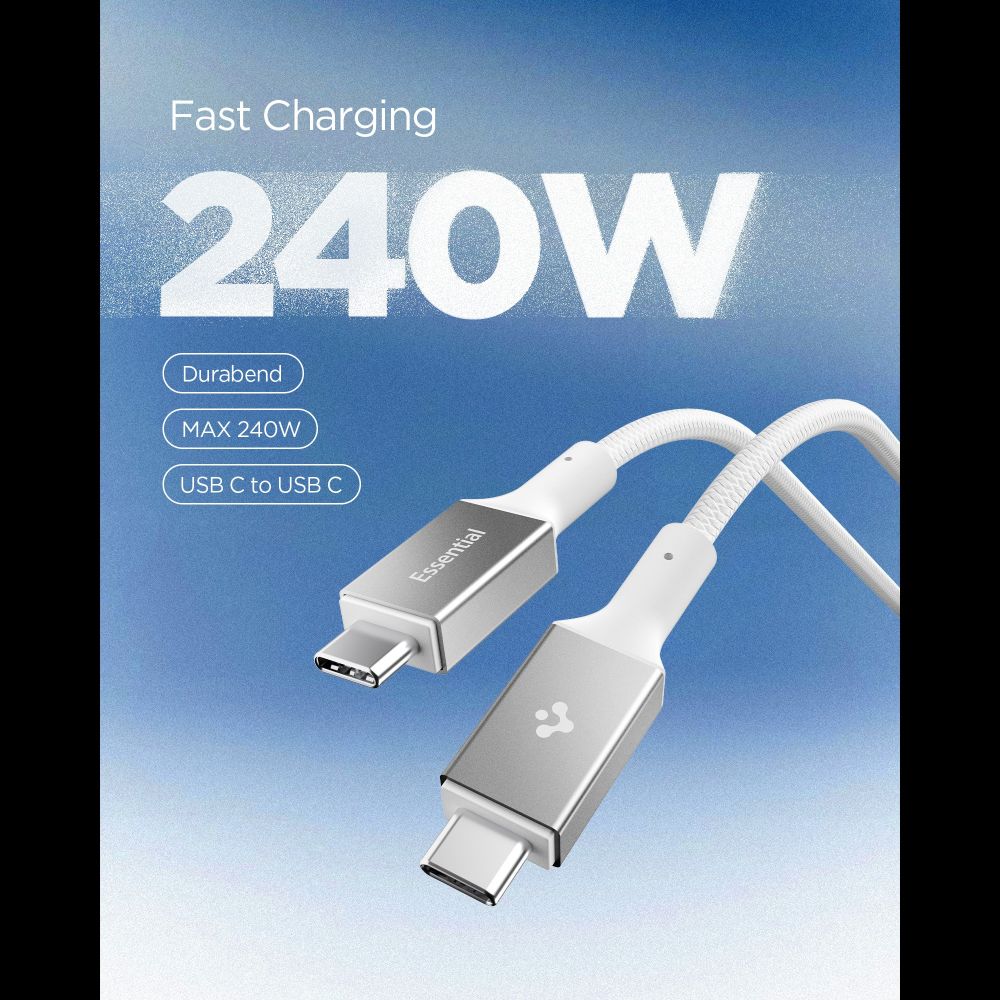 Spigen Essential Laidas EB24015CC USB-C / USB-C 240W 150cm - baltas