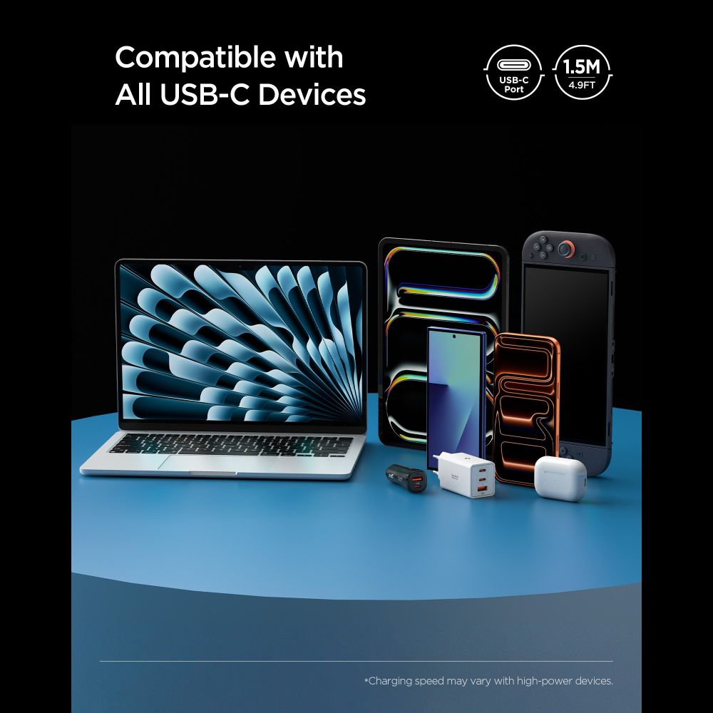 Spigen Essential Laidas EB10015CC USB-C / USB-C 100W 150cm - juodas