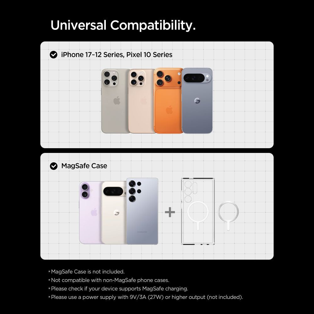 Spigen EV15MAQ Essential Qi2 MagSafe automobilinis laikiklis oro ventiliacijos angai - juodas