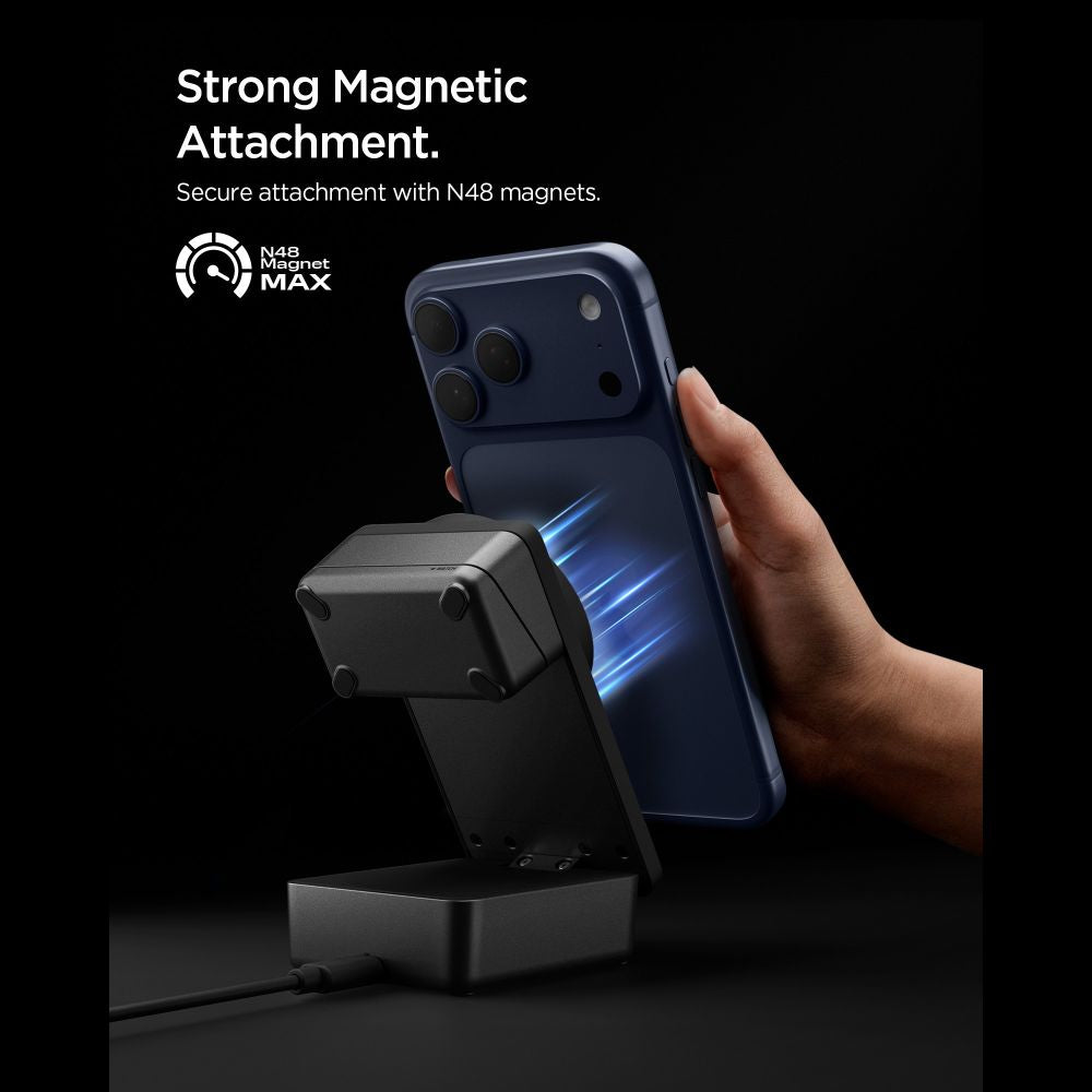 Spigen Essential Qi2.2 25W 3in1 MagSafe Magnetic belaidis įkroviklis - juodas