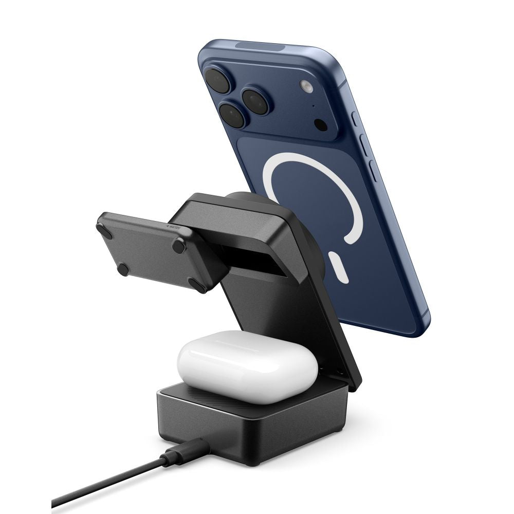Spigen Essential Qi2.2 25W 3in1 MagSafe Magnetic belaidis įkroviklis - juodas