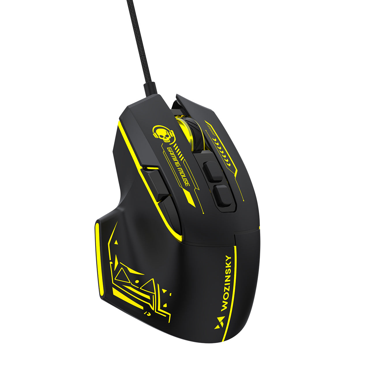 Wozinsky WMGK-1181W Nešiojamasis optinis žaidimų pelė 7200 DPI su šviesos efektu - juoda ir geltona -- Gaming Accessories