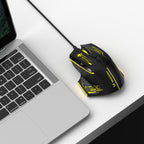 Wozinsky WMGK-1181W Nešiojamasis optinis žaidimų pelė 7200 DPI su šviesos efektu - juoda ir geltona -- Gaming Accessories