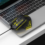 Wozinsky WMGK-1181W Nešiojamasis optinis žaidimų pelė 7200 DPI su šviesos efektu - juoda ir geltona -- Gaming Accessories