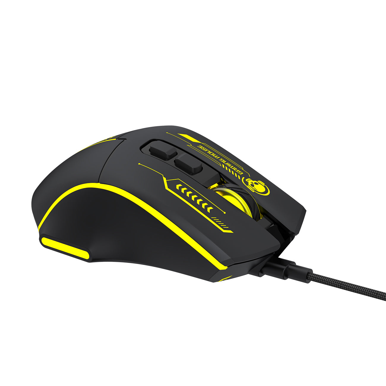 Wozinsky WMGK-1181W Nešiojamasis optinis žaidimų pelė 7200 DPI su šviesos efektu - juoda ir geltona -- Gaming Accessories