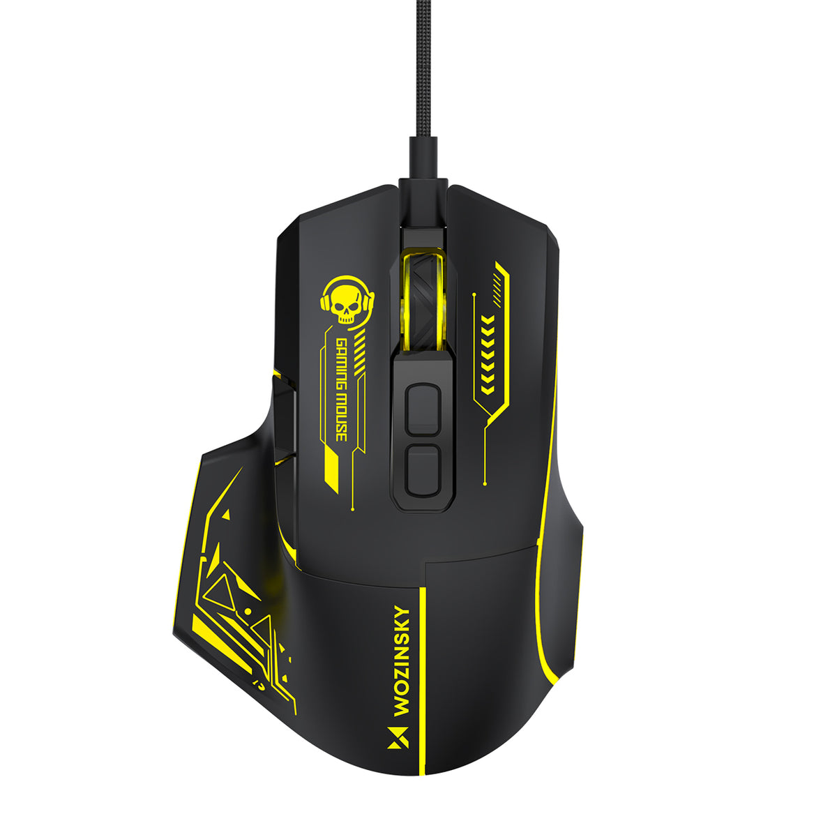 Wozinsky WMGK-1181W Nešiojamasis optinis žaidimų pelė 7200 DPI su šviesos efektu - juoda ir geltona -- Gaming Accessories