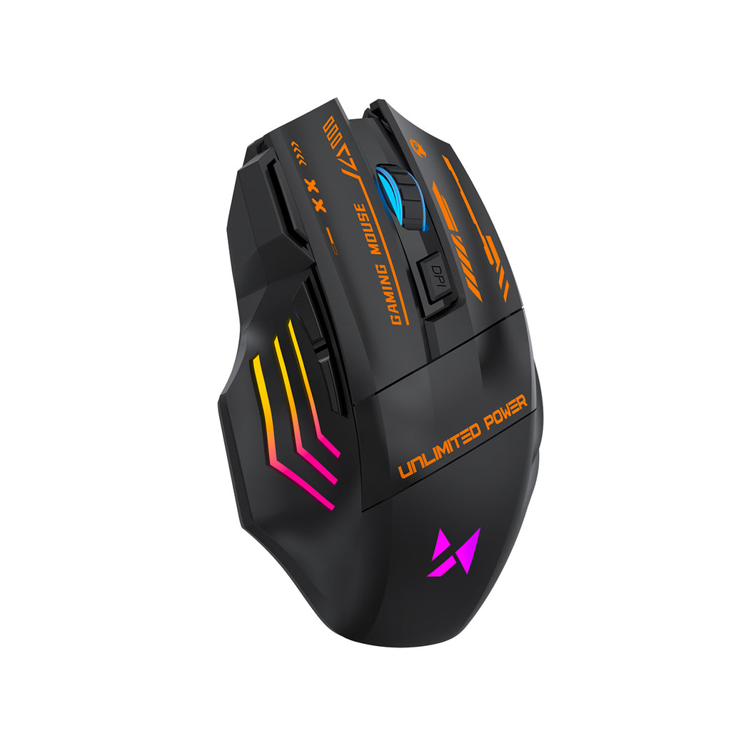 Wozinsky WMGB-1179 Belaidė optinė žaidimų pelė su integruota įkraunamąja baterija 3200 DPI su fonu - Juoda -- Gaming...