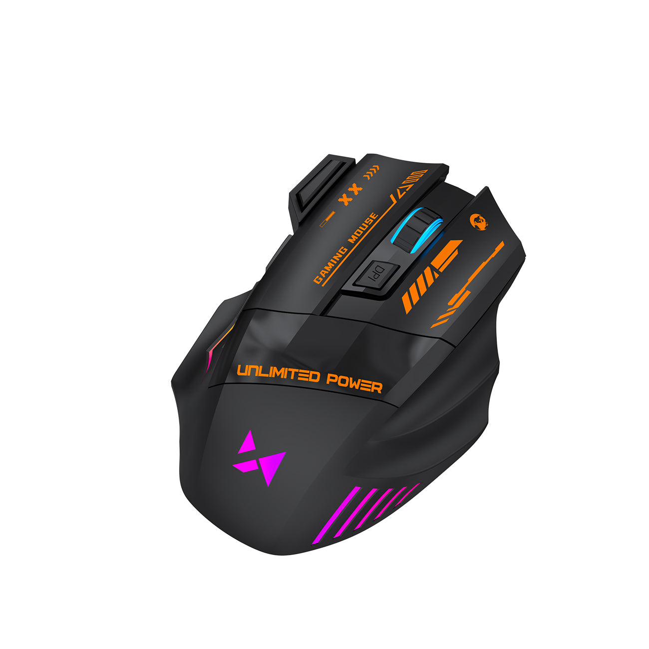 Wozinsky WMGB-1179 Belaidė optinė žaidimų pelė su integruota įkraunamąja baterija 3200 DPI su fonu - Juoda -- Gaming...