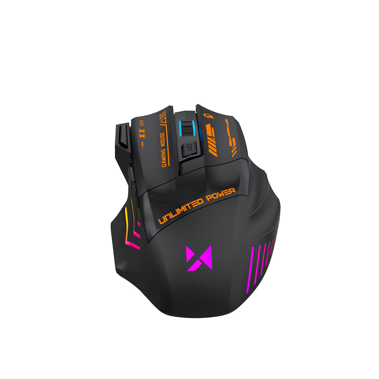 Wozinsky WMGB-1179 Belaidė optinė žaidimų pelė su integruota įkraunamąja baterija 3200 DPI su fonu - Juoda -- Gaming...