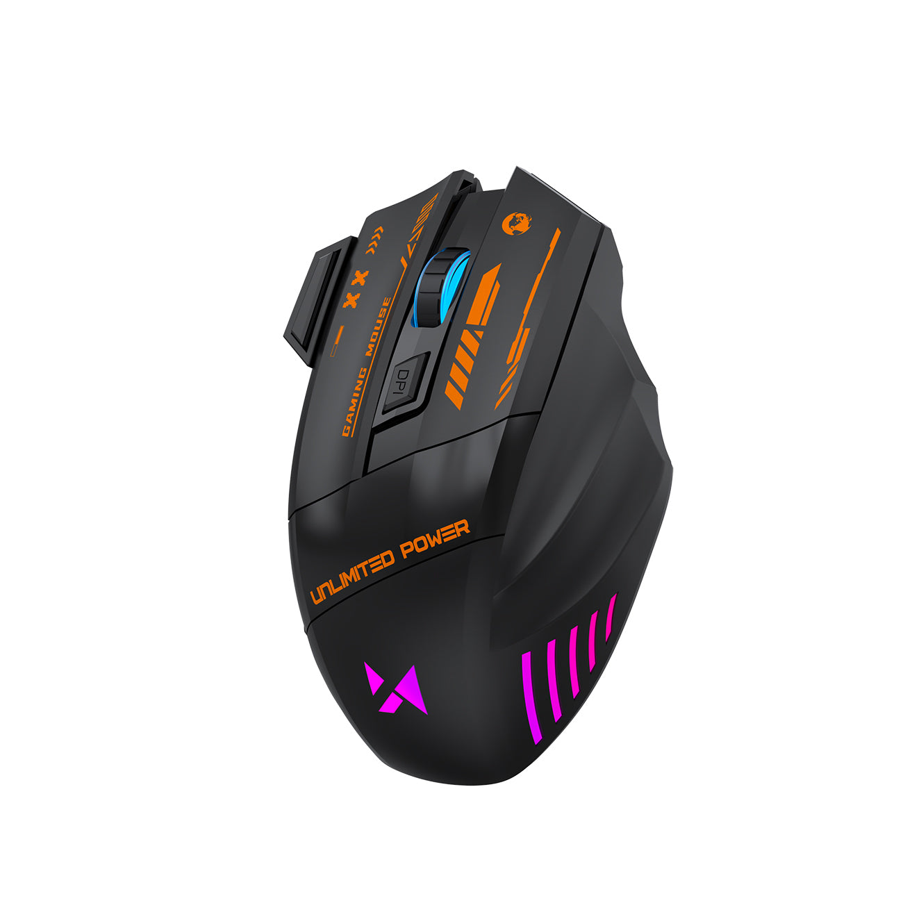 Wozinsky WMGB-1179 Belaidė optinė žaidimų pelė su integruota įkraunamąja baterija 3200 DPI su fonu - Juoda -- Gaming...