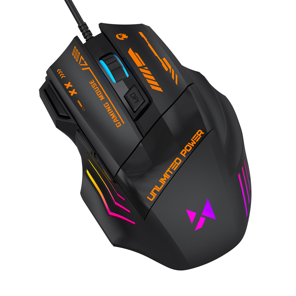Wozinsky WMGK-1179W Laidinė optinė žaidimų pelė 7200 DPI su galine šviesa - juoda -- Gaming Accessories