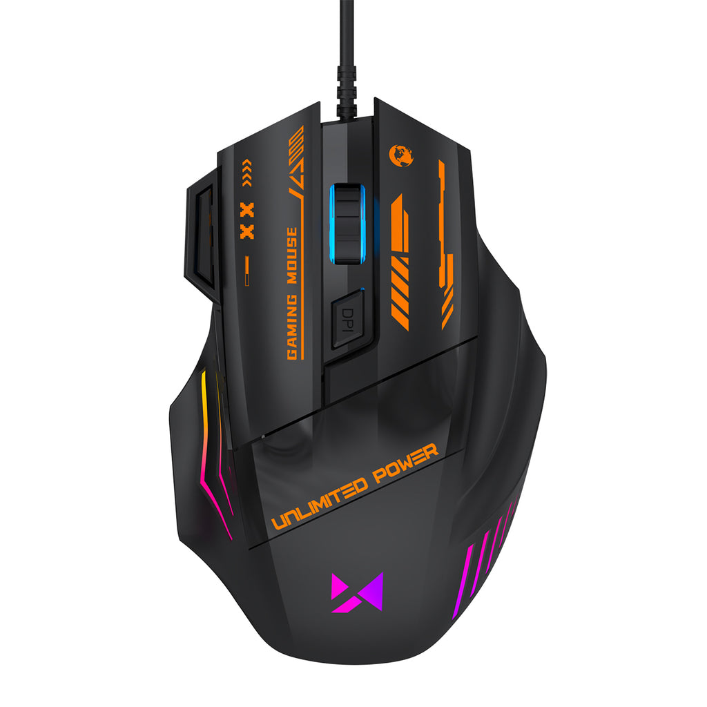 Wozinsky WMGK-1179W Laidinė optinė žaidimų pelė 7200 DPI su galine šviesa - juoda -- Gaming Accessories