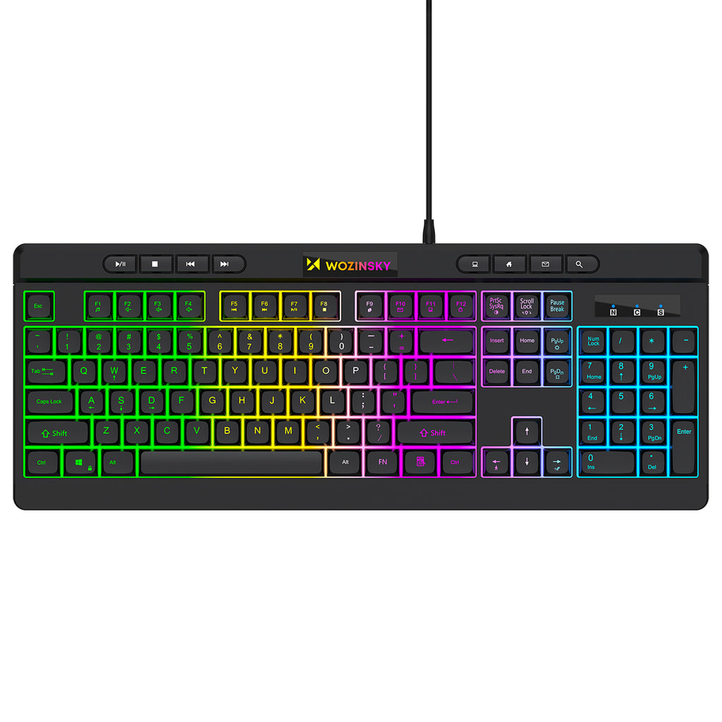 Wozinsky WKG-1044 Nešiojamoji membranininė žaidimų klaviatūra su šviesos efektu - juoda -- Gaming Accessories