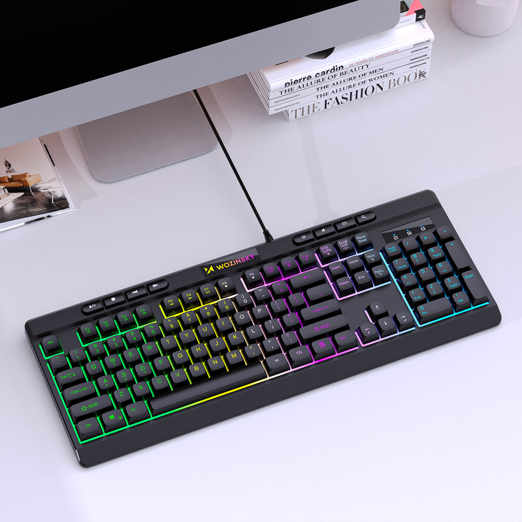 Wozinsky WKG-1044 Nešiojamoji membranininė žaidimų klaviatūra su šviesos efektu - juoda -- Gaming Accessories