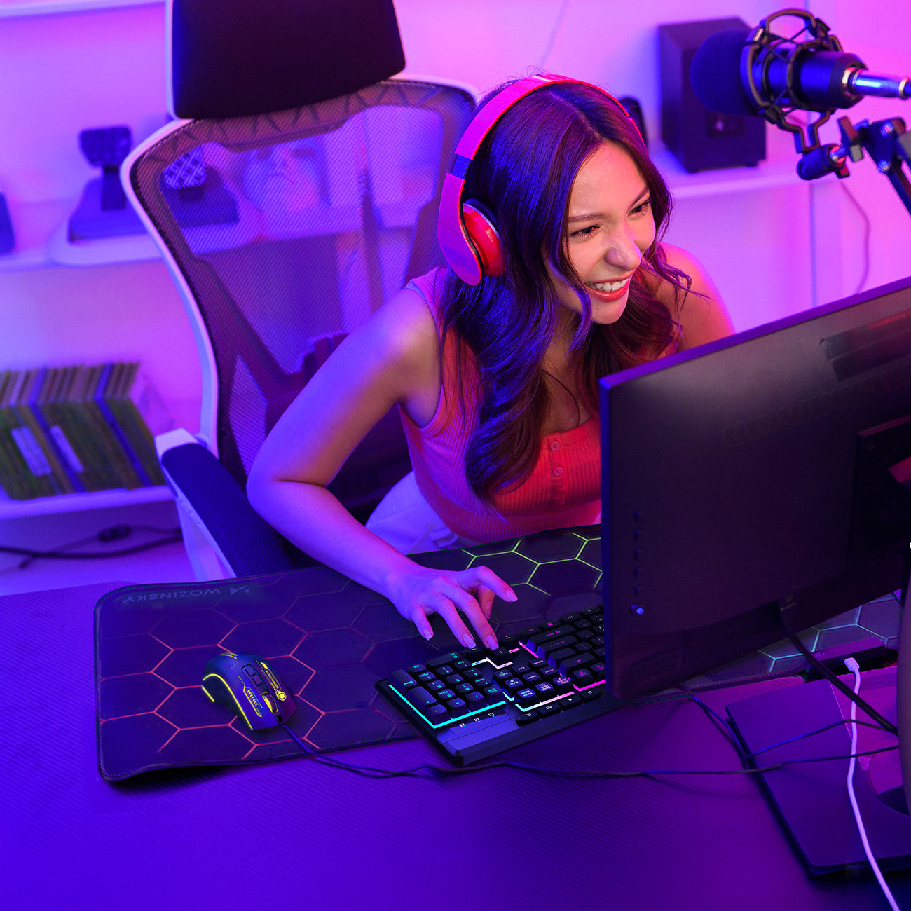 Wozinsky WKG-1044 Nešiojamoji membranininė žaidimų klaviatūra su šviesos efektu - juoda -- Gaming Accessories