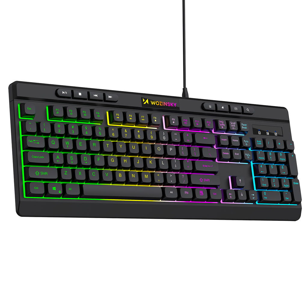 Wozinsky WKG-1044 Nešiojamoji membranininė žaidimų klaviatūra su šviesos efektu - juoda -- Gaming Accessories