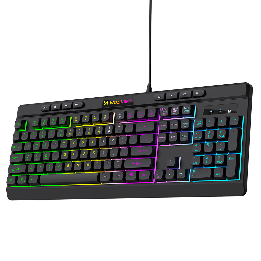 Wozinsky WKG-1044 Nešiojamoji membranininė žaidimų klaviatūra su šviesos efektu - juoda -- Gaming Accessories