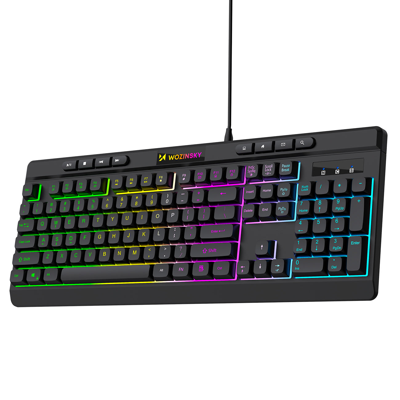 Wozinsky WKG-1044 Nešiojamoji membranininė žaidimų klaviatūra su šviesos efektu - juoda -- Gaming Accessories