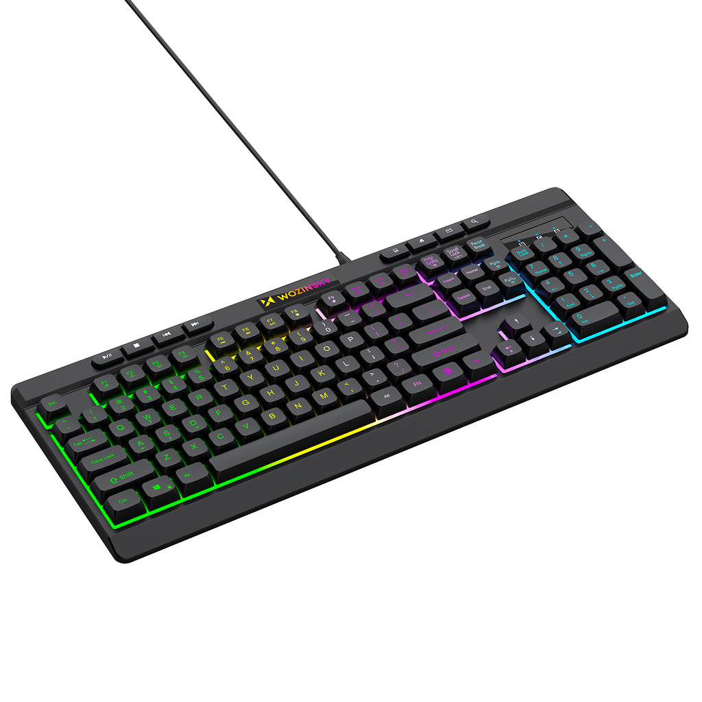 Wozinsky WKG-1044 Nešiojamoji membranininė žaidimų klaviatūra su šviesos efektu - juoda -- Gaming Accessories