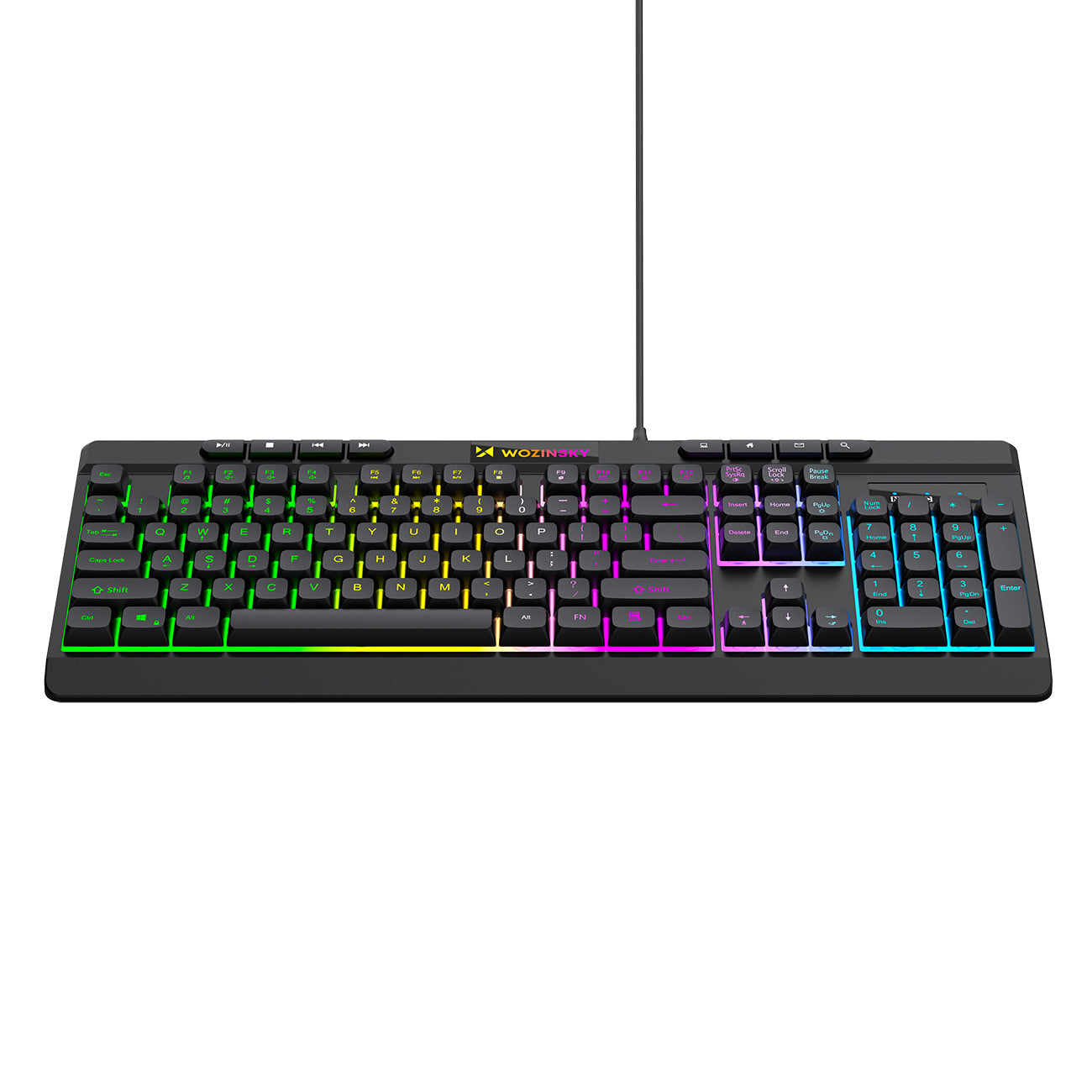 Wozinsky WKG-1044 Nešiojamoji membranininė žaidimų klaviatūra su šviesos efektu - juoda -- Gaming Accessories