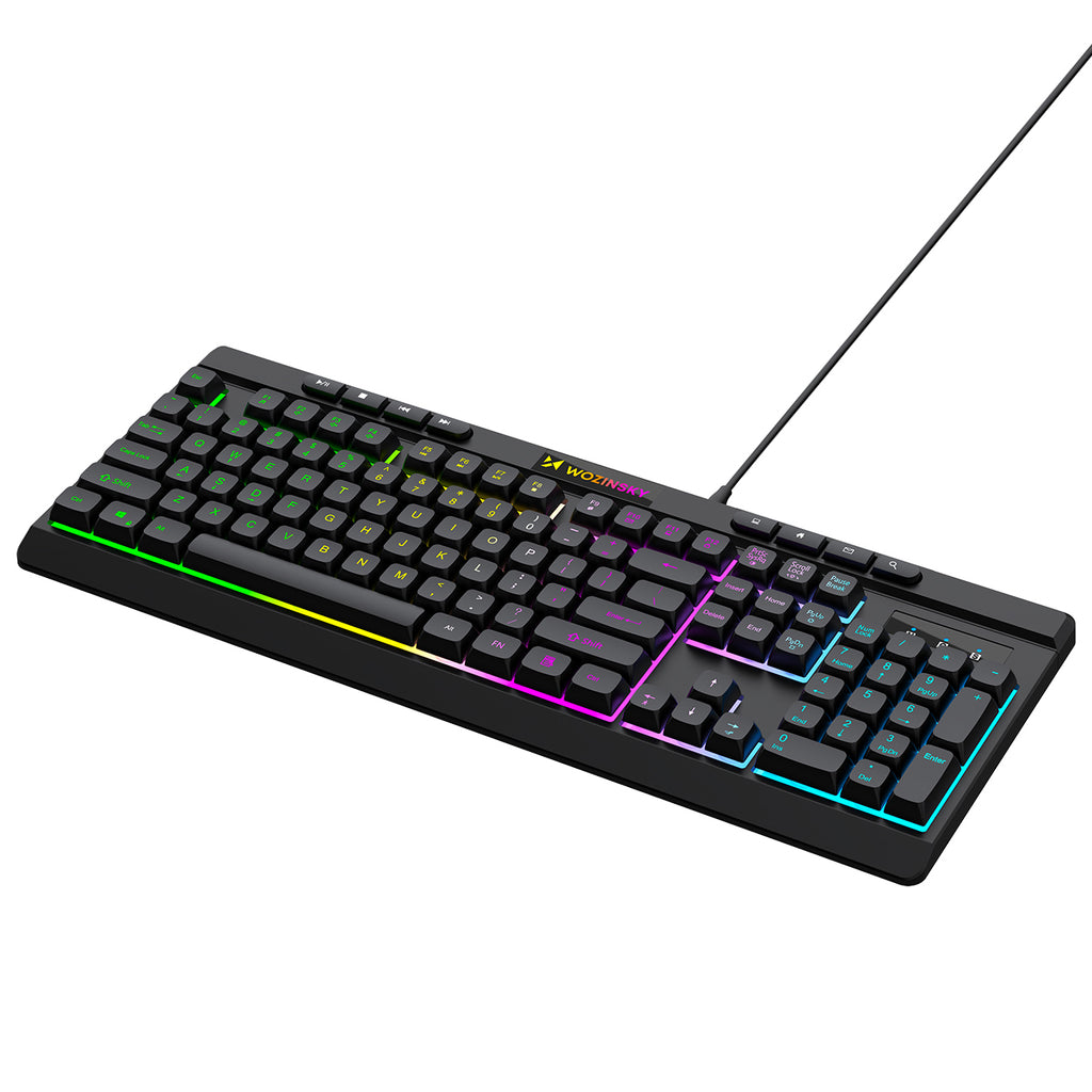 Wozinsky WKG-1044 Nešiojamoji membranininė žaidimų klaviatūra su šviesos efektu - juoda -- Gaming Accessories