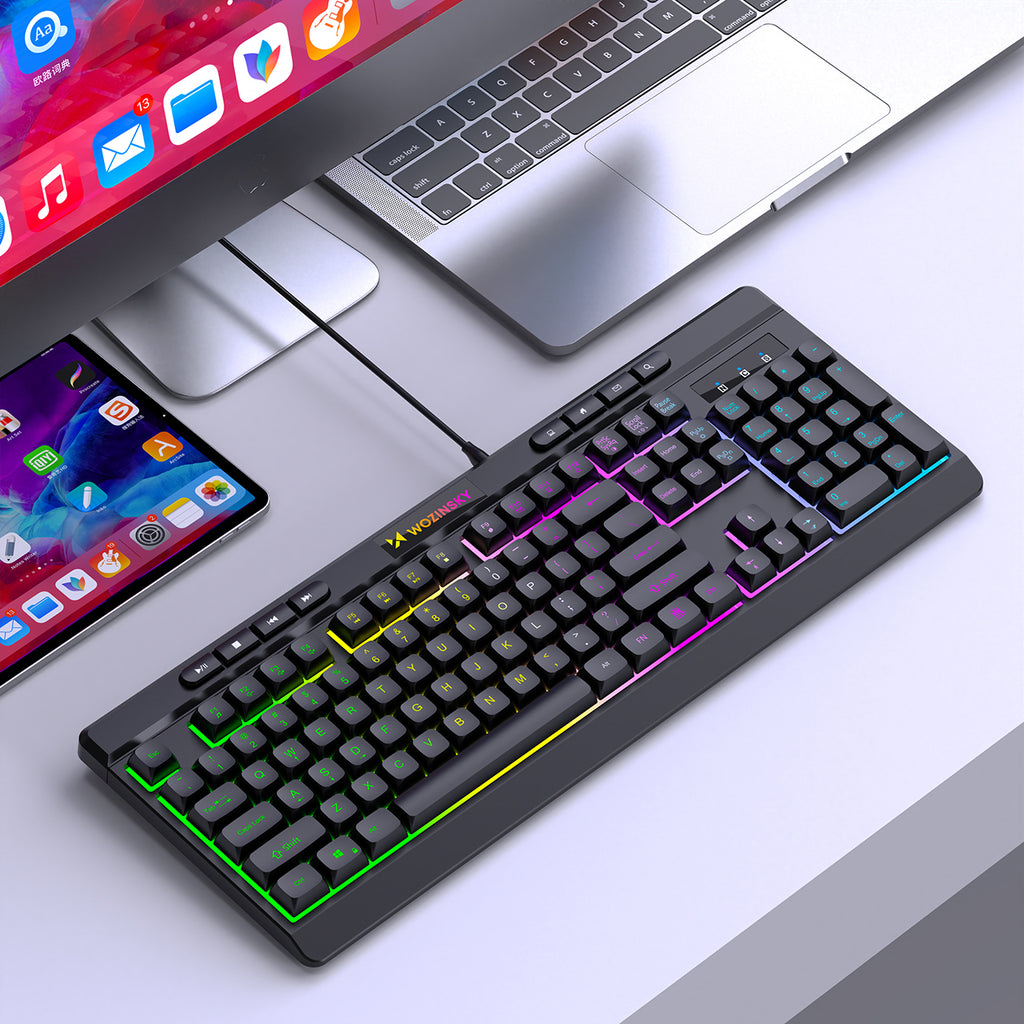 Wozinsky WKG-1044 Nešiojamoji membranininė žaidimų klaviatūra su šviesos efektu - juoda -- Gaming Accessories