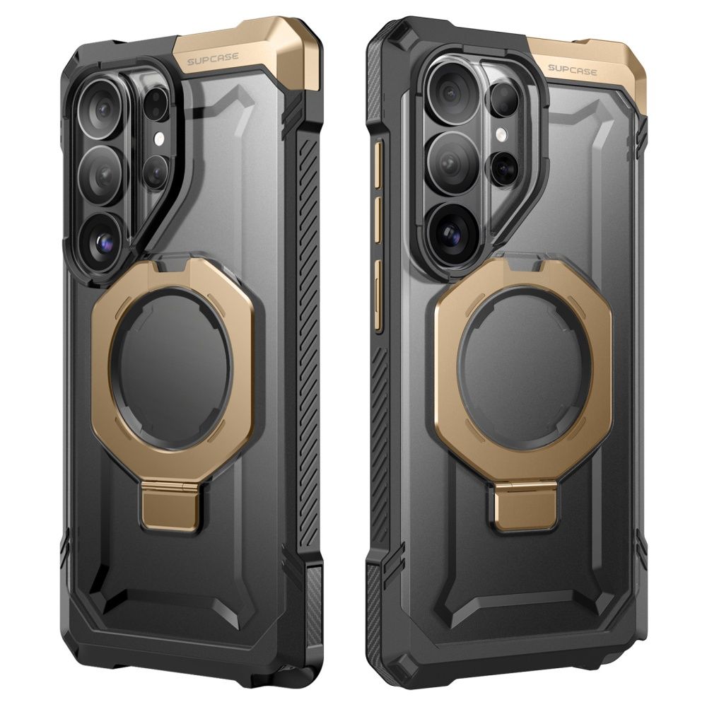 Supcase UB Grip Mag MagSafe dėklas Samsung Galaxy S26 Ultra - juodas ir rudas -- Samsung Galaxy S26 Ultra