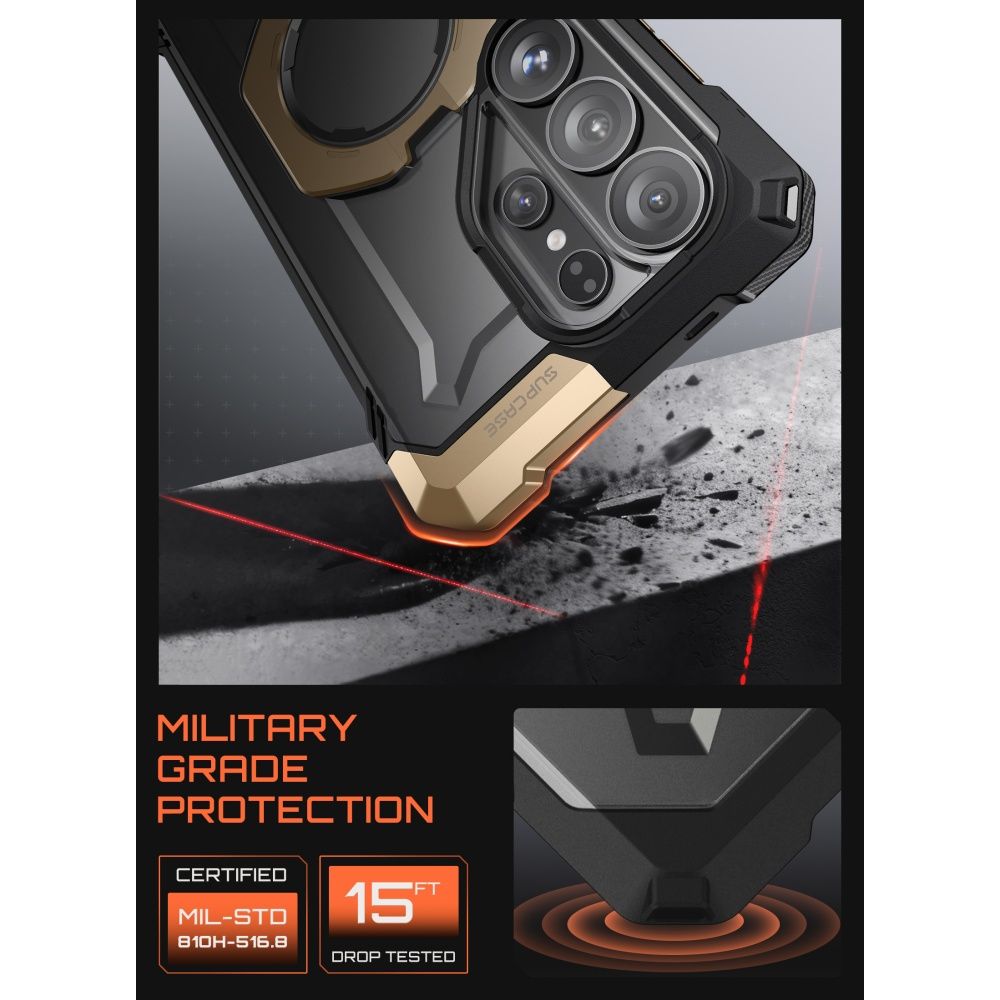 Supcase UB Grip Mag MagSafe dėklas Samsung Galaxy S26 Ultra - juodas ir rudas -- Samsung Galaxy S26 Ultra