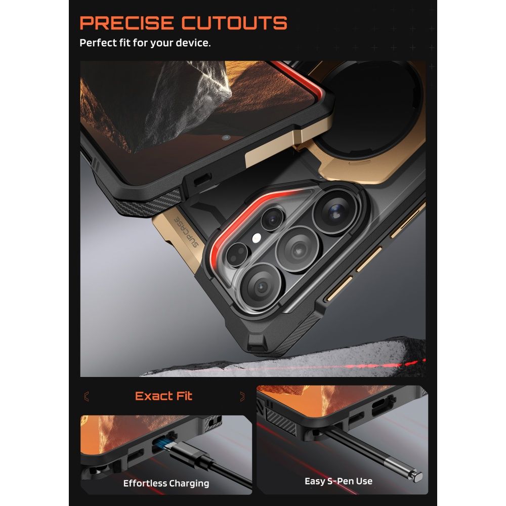 Supcase UB Grip Mag MagSafe dėklas Samsung Galaxy S26 Ultra - juodas ir rudas -- Samsung Galaxy S26 Ultra