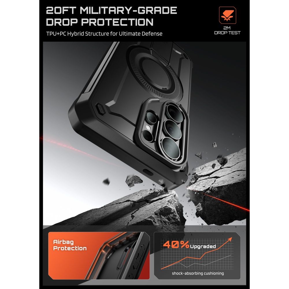 Supcase Unicorn Beetle Pro Mag MagSafe 2-set Dėklas, skirtas Samsung Galaxy S26 Ultra - juodas