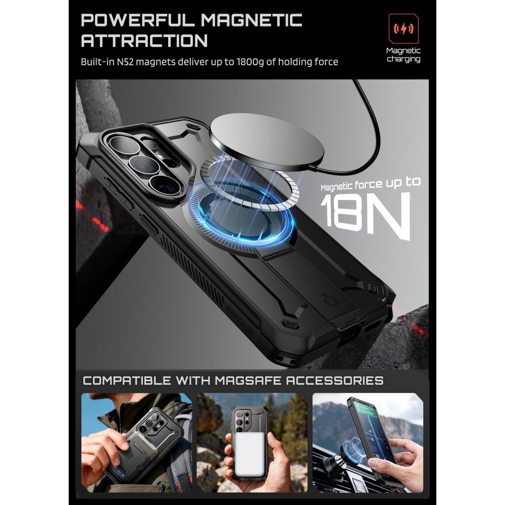 Supcase Unicorn Beetle Pro Mag MagSafe 2-set Dėklas, skirtas Samsung Galaxy S26 Ultra - juodas
