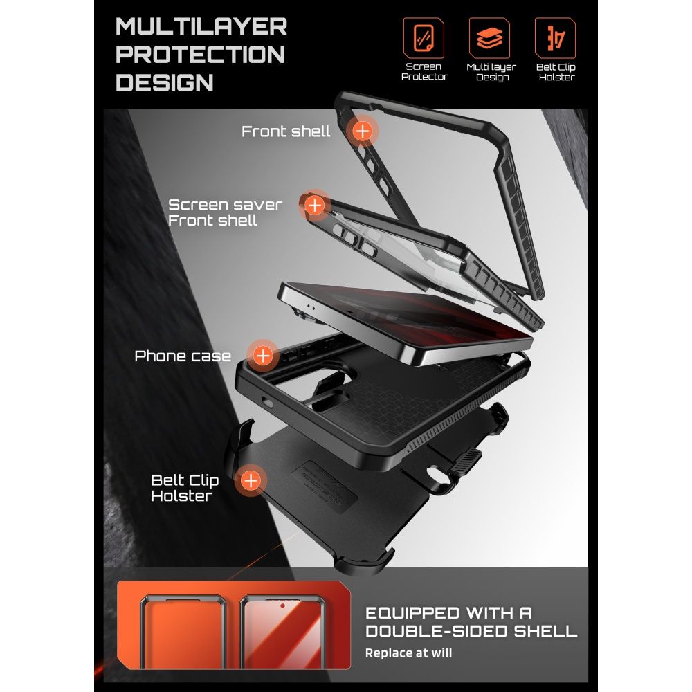 Supcase Unicorn Beetle Pro Mag MagSafe 2-set Dėklas, skirtas Samsung Galaxy S26 Ultra - juodas