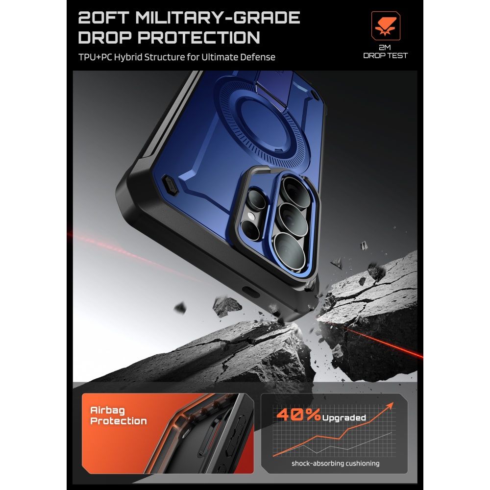 Supcase Unicorn Beetle Pro Mag MagSafe 2 dalių dėklas Samsung Galaxy S26 Ultra - juodas ir tamsiai mėlynas -- Samsung...