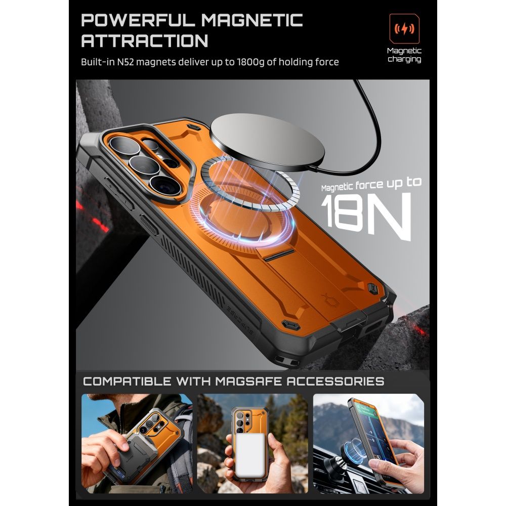 Supcase Unicorn Beetle Pro Mag MagSafe 2 dalių dėklas Samsung Galaxy S26 Ultra - juodas ir oranžinis -- Samsung Galaxy...