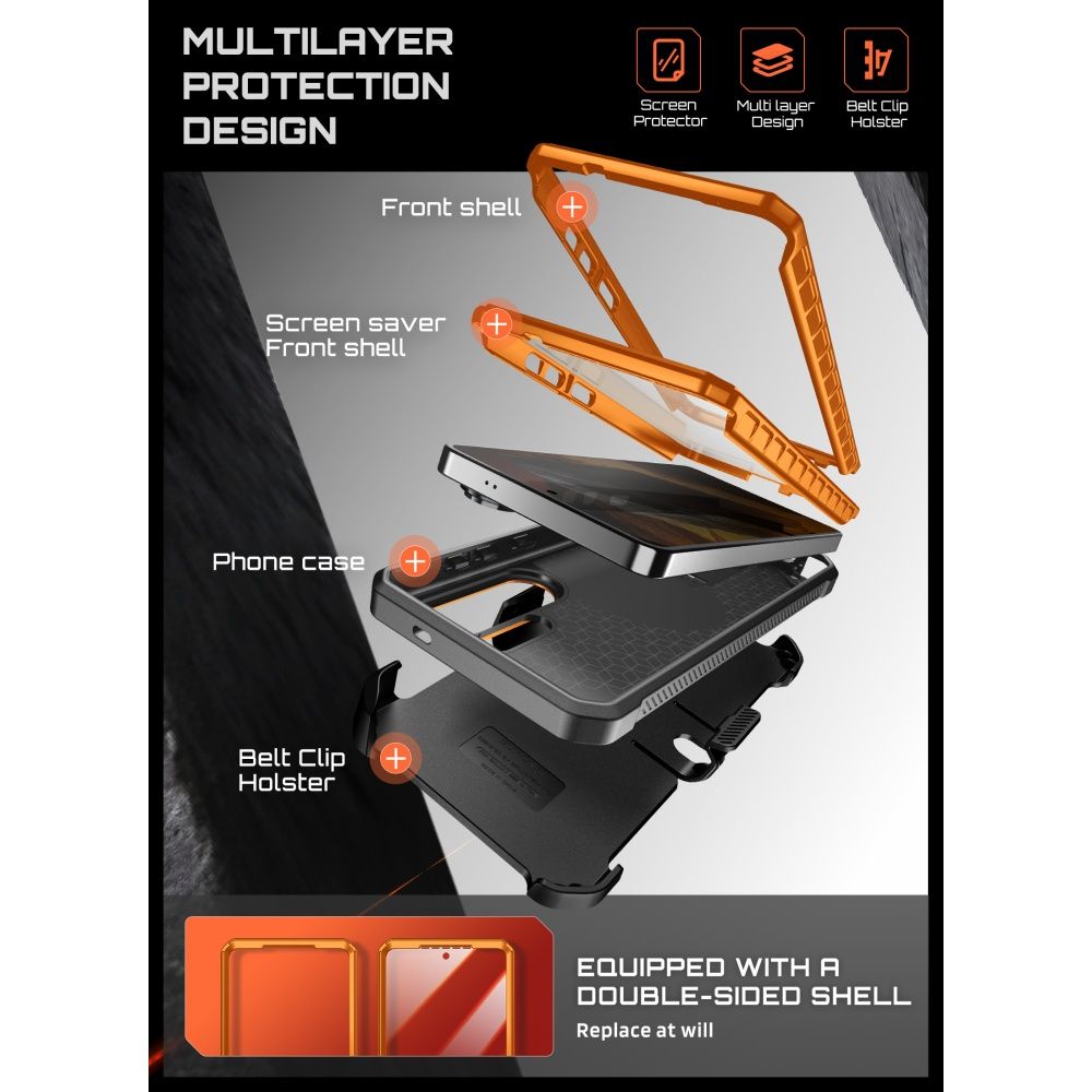 Supcase Unicorn Beetle Pro Mag MagSafe 2 dalių dėklas Samsung Galaxy S26 Ultra - juodas ir oranžinis -- Samsung Galaxy...