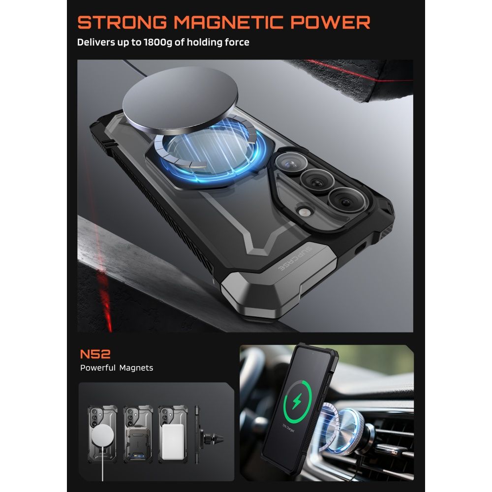 Supcase UB Grip Mag MagSafe Dėklas, skirtas Samsung Galaxy S26 - juodas